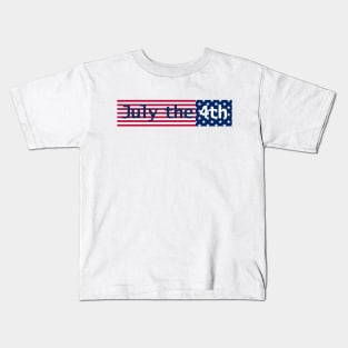 July 4th Typography in Stars and Stripes Text Kids T-Shirt